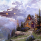 Illustration for article titled Wars On Kinkade combines emStar Wars /emvehicles and Thomas Kinkade landscape paintings